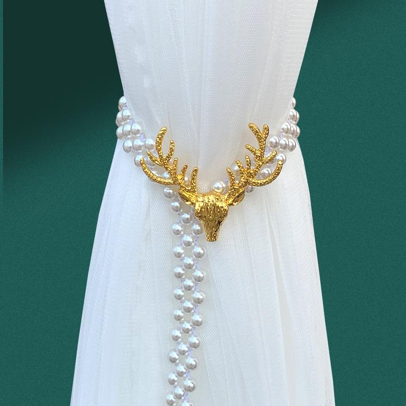 Modern Light Luxury Elk Head Metal Curtain Buckle Hook